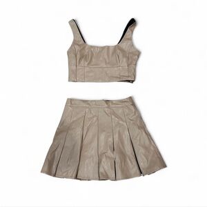 leather top and skirt set